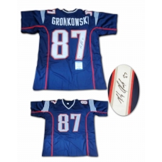 Rob Gronkowski signed New England Patriots custom football jersey adult size XL Beckett Authenticated
